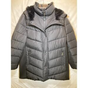 Andrew Marc Women's Black Hooded Puffer Walker Jacket Size XL